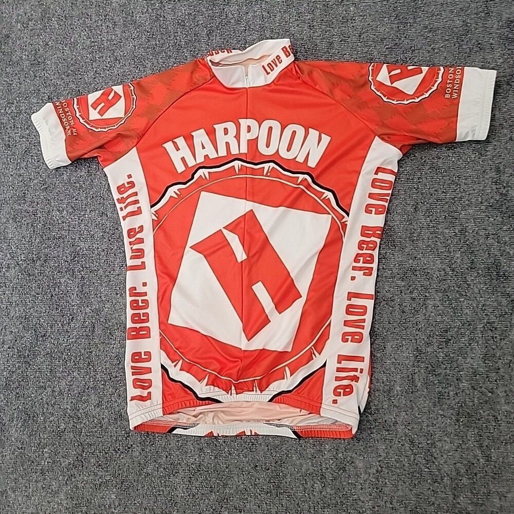 Vomax Mens Cycling Jersey Harpoon Size L Orange White Boston Beer